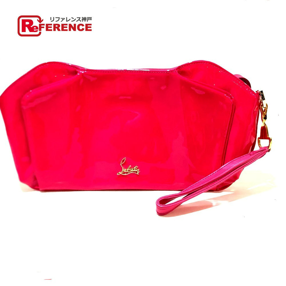 Christian Louboutin Enamel Party Bag Clutch Patent Vernis Leather Pink